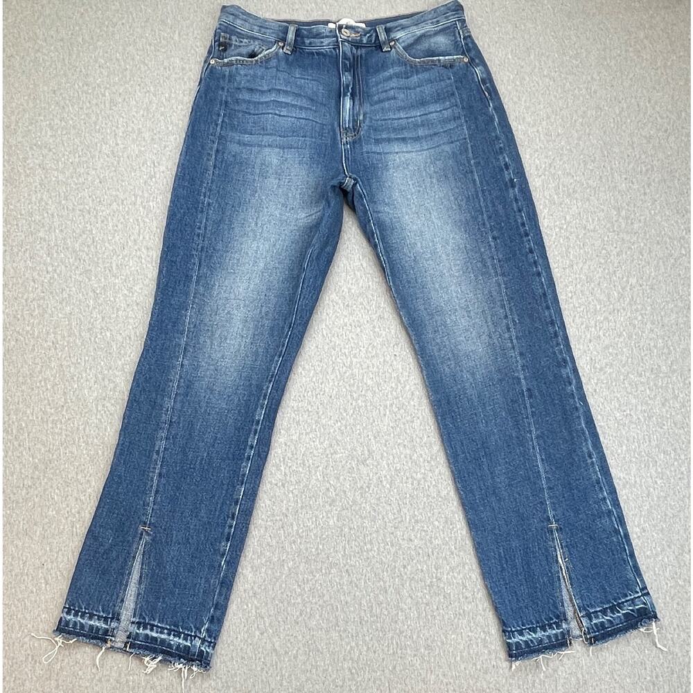 Kancan Jeans Womens 11/29 Blue 100%‎ Cotton Split Raw Hem Straight High Rise